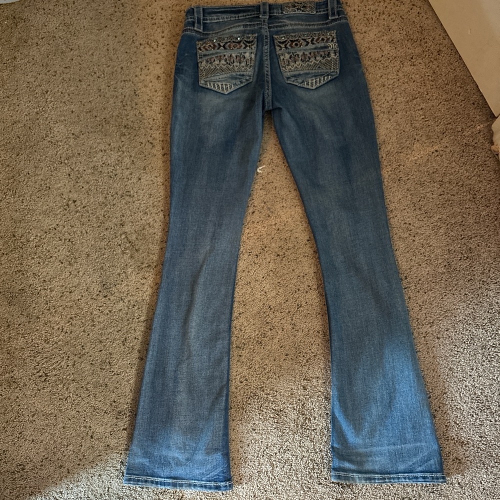 Miss Me Light Blue Boot Cut Jeans with Embroidery